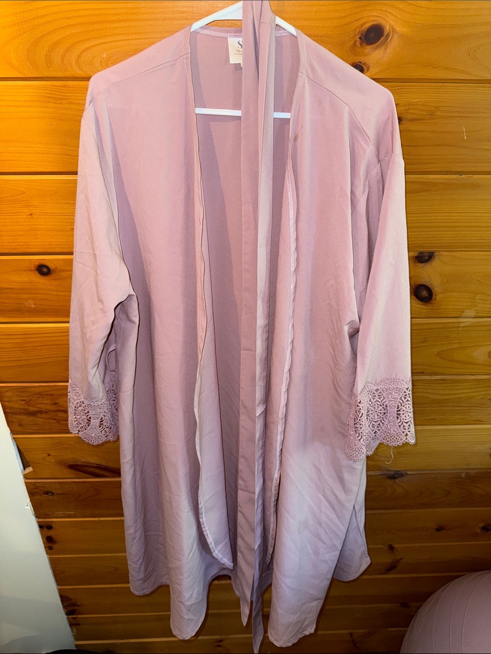 Women's Dusty Rose Lace-Trim Robe - Unbranded